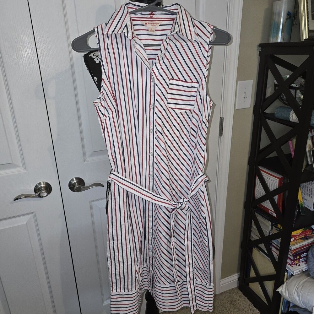 Brooks Brothers Women's Americana Pin Stripe Belted Shirt Dress 2